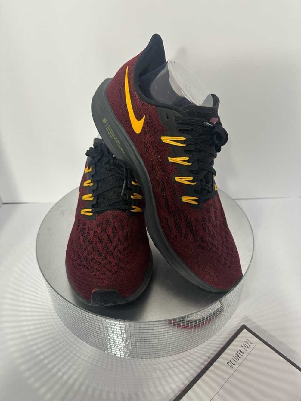 Nike Women's Burgundy and Black Athletic 8.5 with Yellow Accents Pegasus - Picture 2 of 10